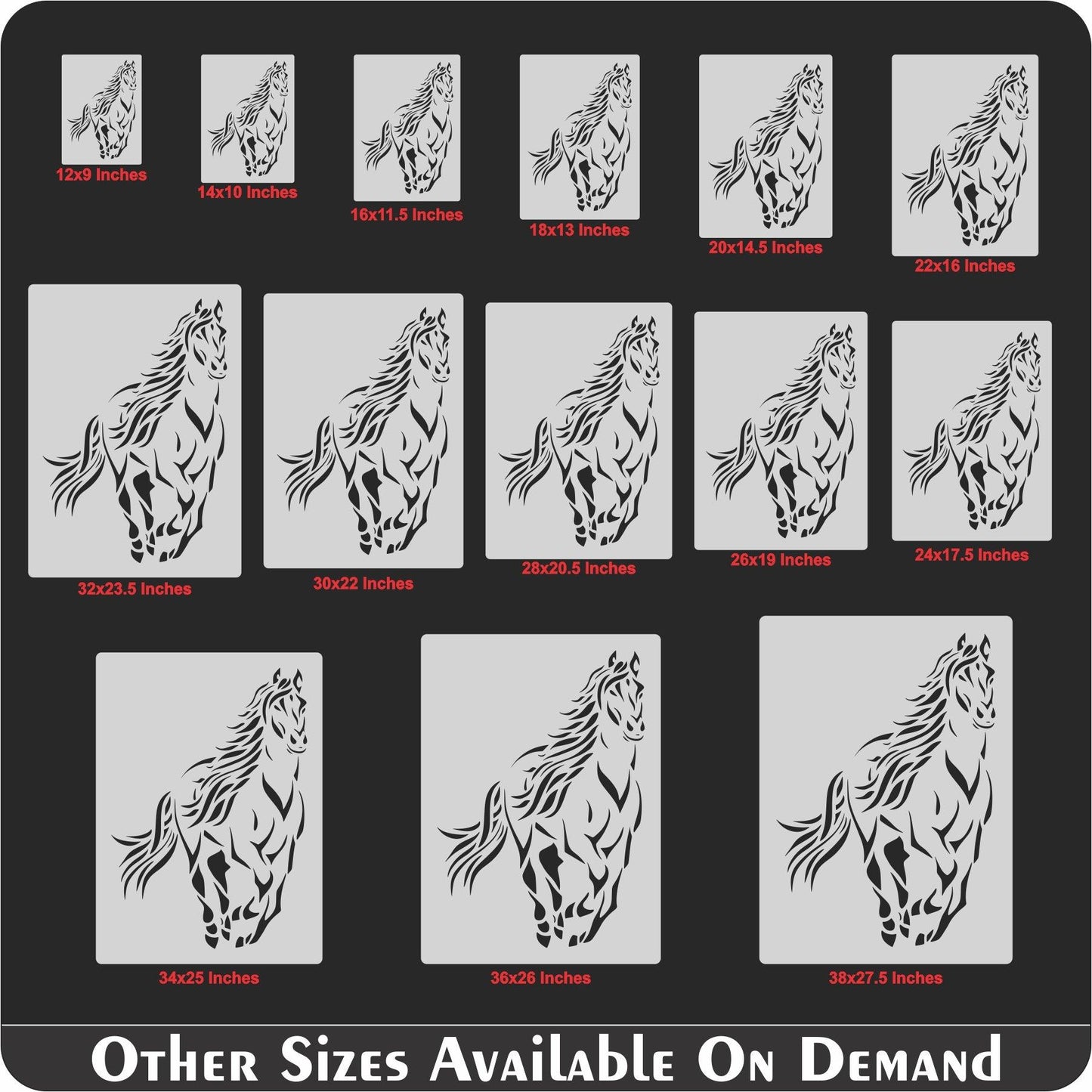 Horse Reusable Stencil For Canvas And Wall Painting.ID#220