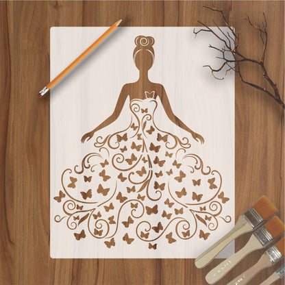 Butterfly Queen girl Wall Stencils For wall Painting Airbrush Painting Art Cake Spray Mold DIY Decor Crafts Canvas.ID#11.ID#228