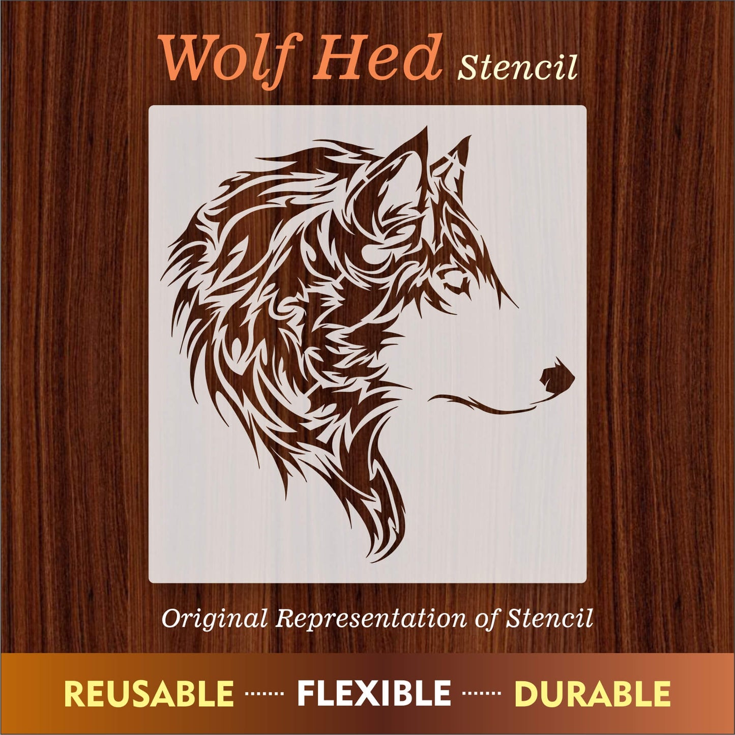 Wolf Head Reusable Stencil for Canvas and wall painting.ID#230
