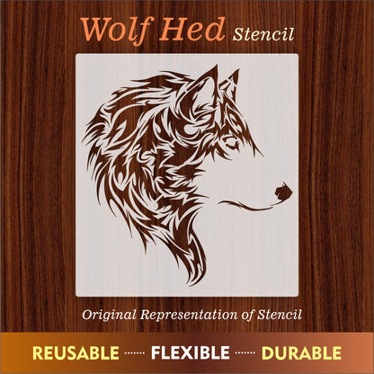 Wolf Head Reusable Stencil for Canvas and wall painting.ID#230