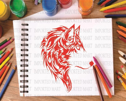 Wolf Head Reusable Stencil for Canvas and wall painting.ID#230
