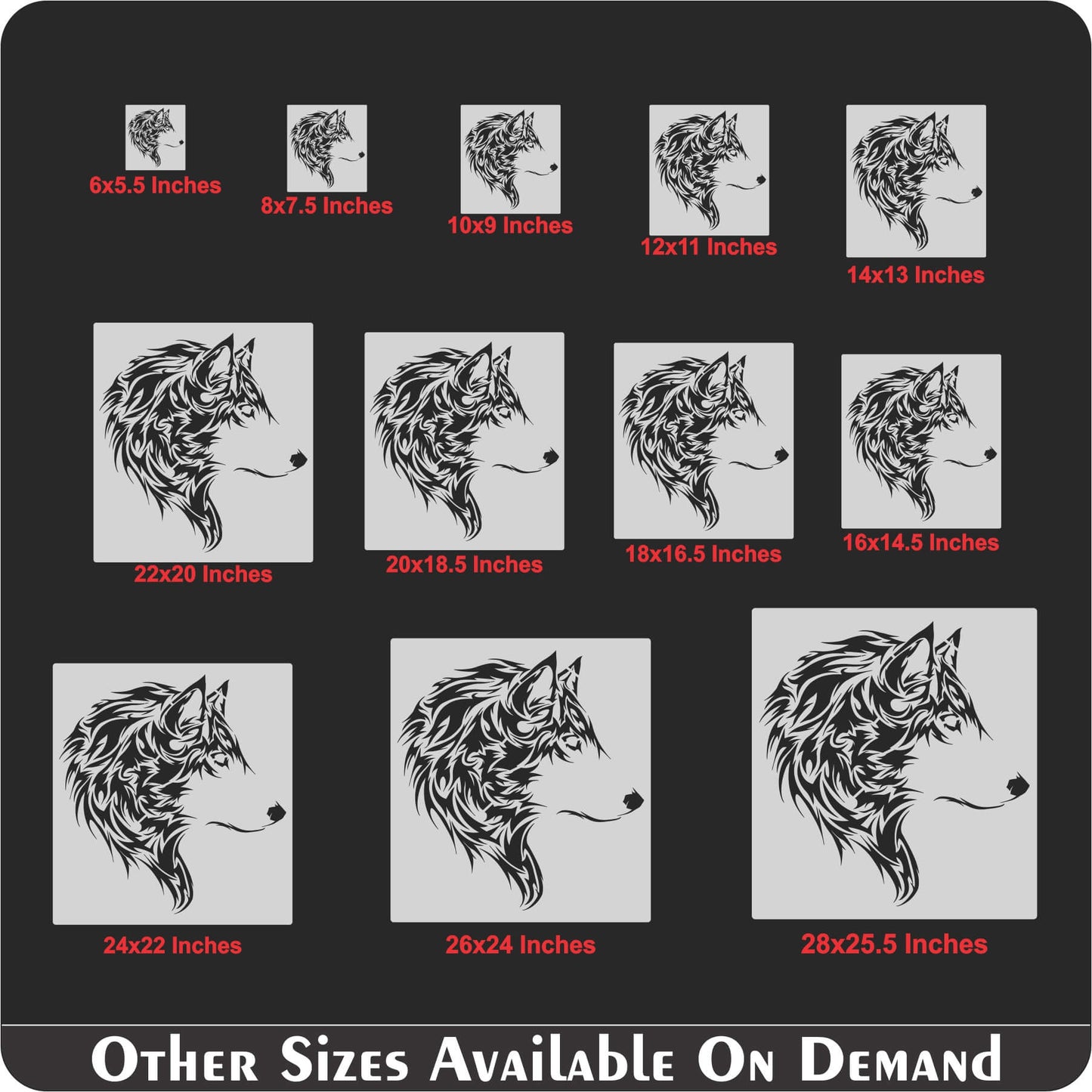 Wolf Head Reusable Stencil for Canvas and wall painting.ID#230