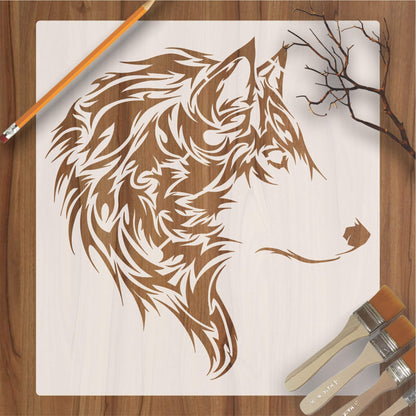 Wolf Head Reusable Stencil for Canvas and wall painting.ID#230
