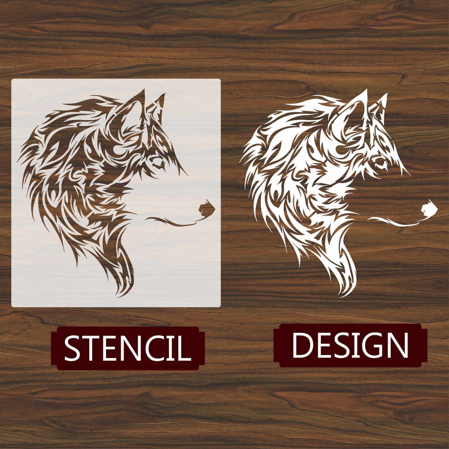 Wolf Head Reusable Stencil for Canvas and wall painting.ID#230