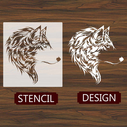 Wolf Head Reusable Stencil for Canvas and wall painting.ID#230