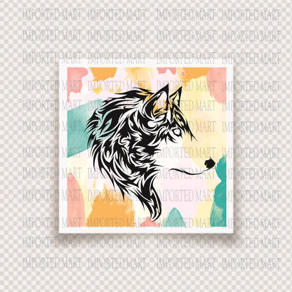 Wolf Head Reusable Stencil for Canvas and wall painting.ID#230
