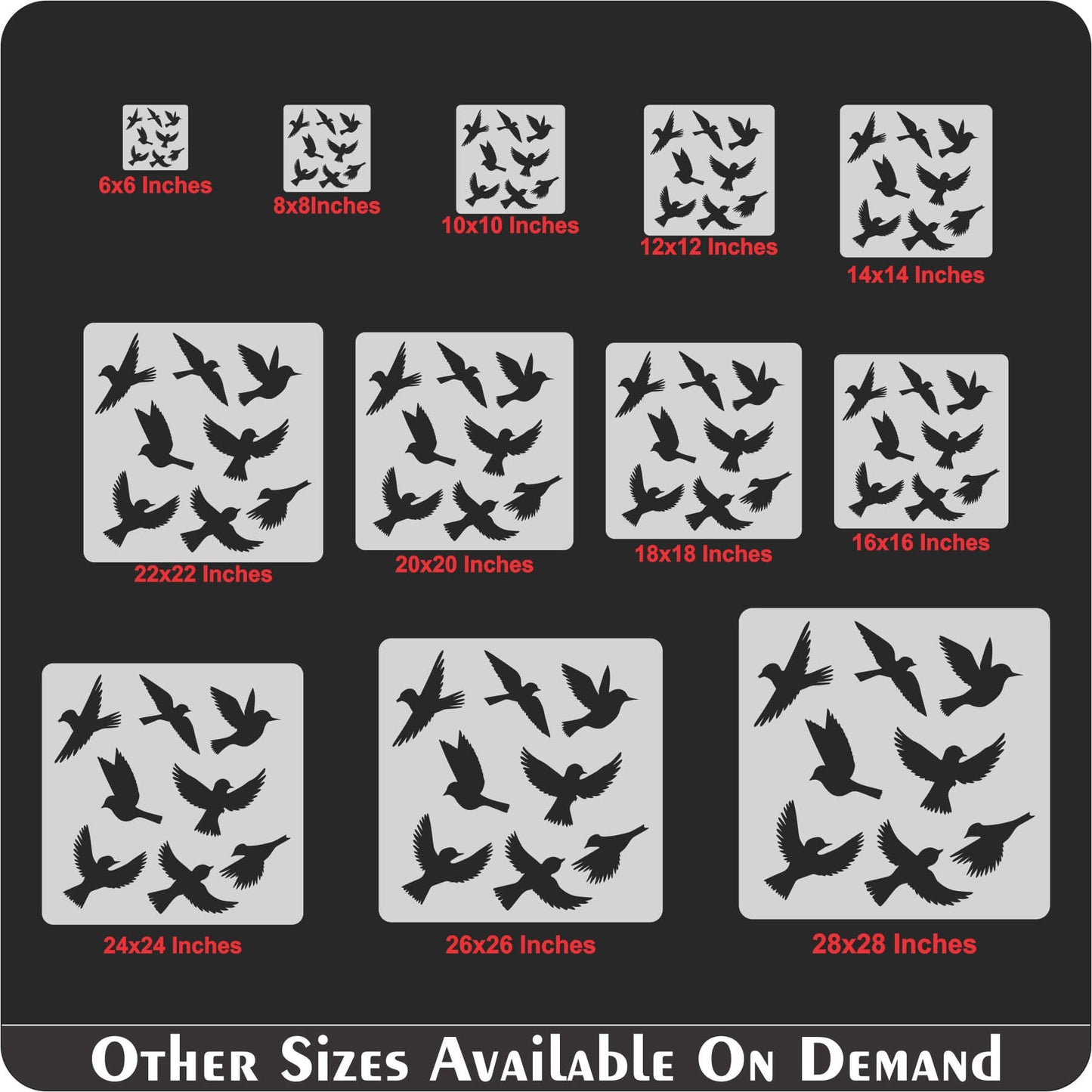 Birds Flying Reusable Stencil For Canvas And Wall Painting.ID#231