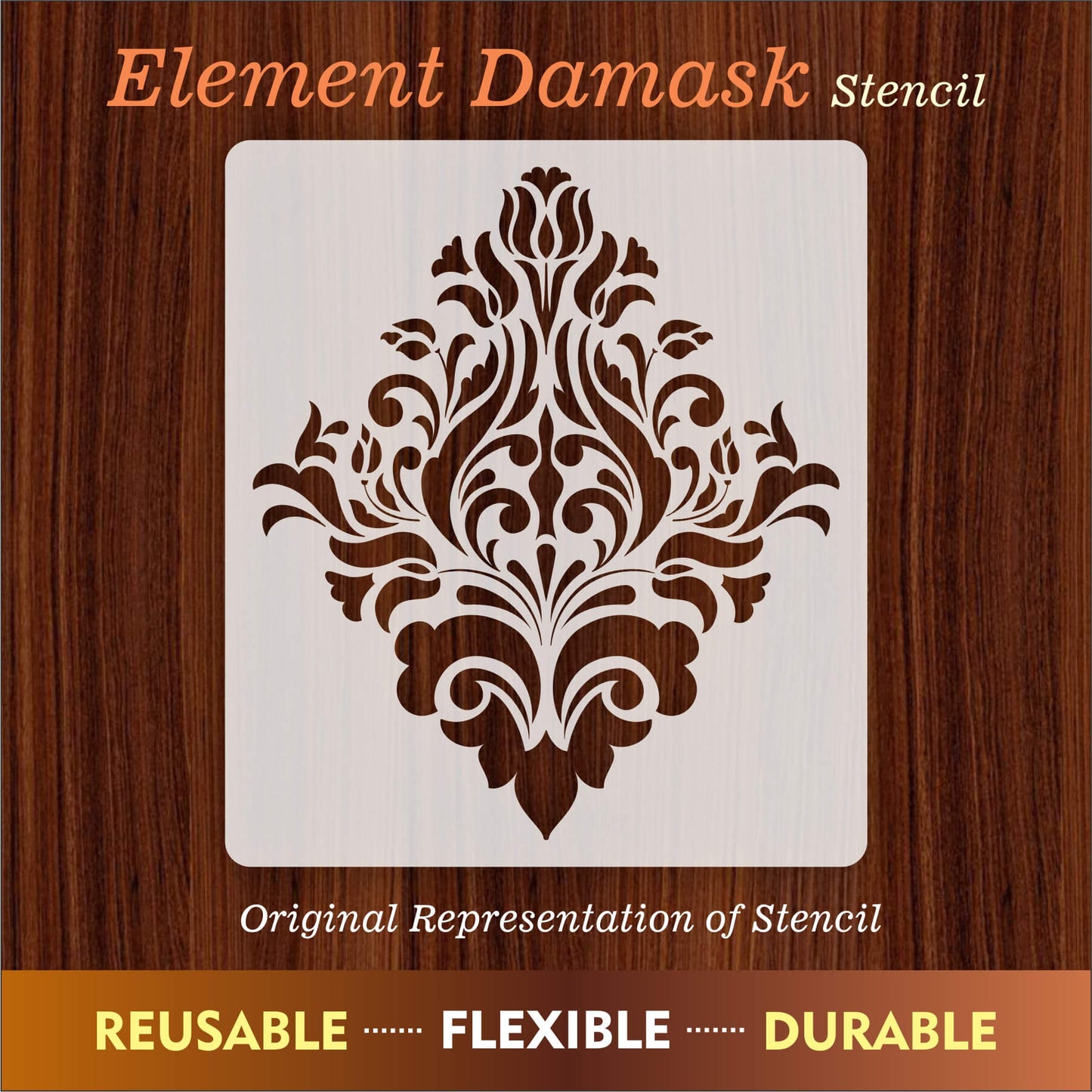 Element Damask Pattern Reusable Stencil For Canvas And Wall Painting.ID#233