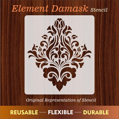 Element Damask Pattern Reusable Stencil For Canvas And Wall Painting.ID#233