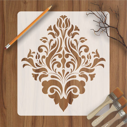 Element Damask Pattern Reusable Stencil For Canvas And Wall Painting.ID#233