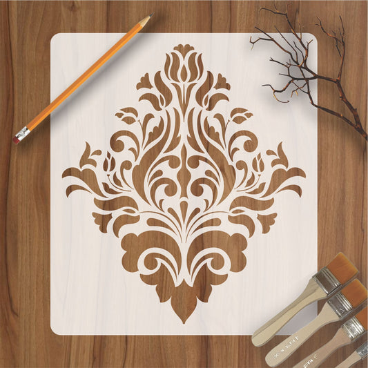 Element Damask Pattern Reusable Stencil For Canvas And Wall Painting.ID#233