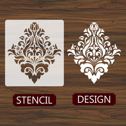 Element Damask Pattern Reusable Stencil For Canvas And Wall Painting.ID#233