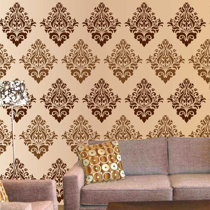 Element Damask Pattern Reusable Stencil For Canvas And Wall Painting.ID#233