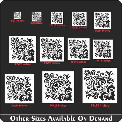 Element Damask Pattern Reusable Stencil For Canvas And Wall Painting.ID#233