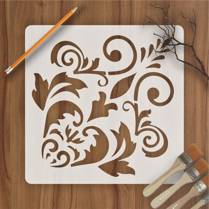Motif Damask Pattern Reusable Stencil For Canvas And Wall Painting.ID#234