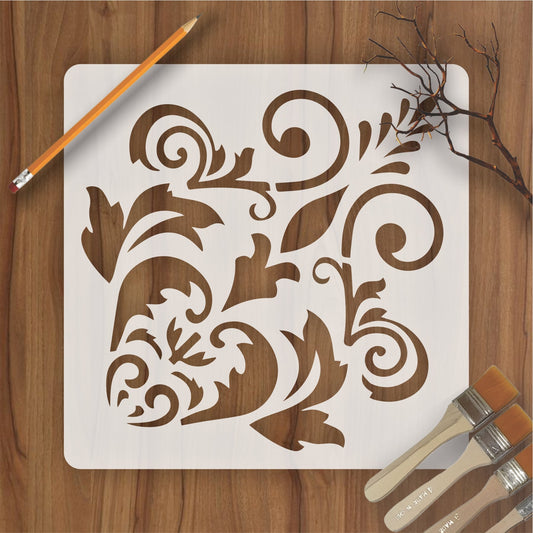 Motif Damask Pattern Reusable Stencil For Canvas And Wall Painting.ID#234
