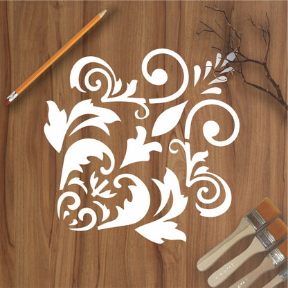 Motif Damask Pattern Reusable Stencil For Canvas And Wall Painting.ID#234