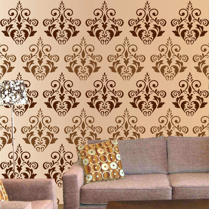 Motif Damask Pattern Reusable Stencil For Canvas And Wall Painting.ID#234