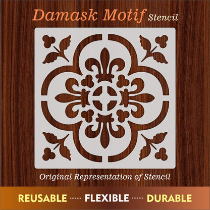 Damask Motif Reusable Stencil For Canvas And Wall Painting.ID#235