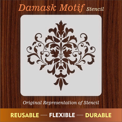 Damask Floral Allover Pattern Reusable Stencil For Canvas And Wall Painting.ID#239