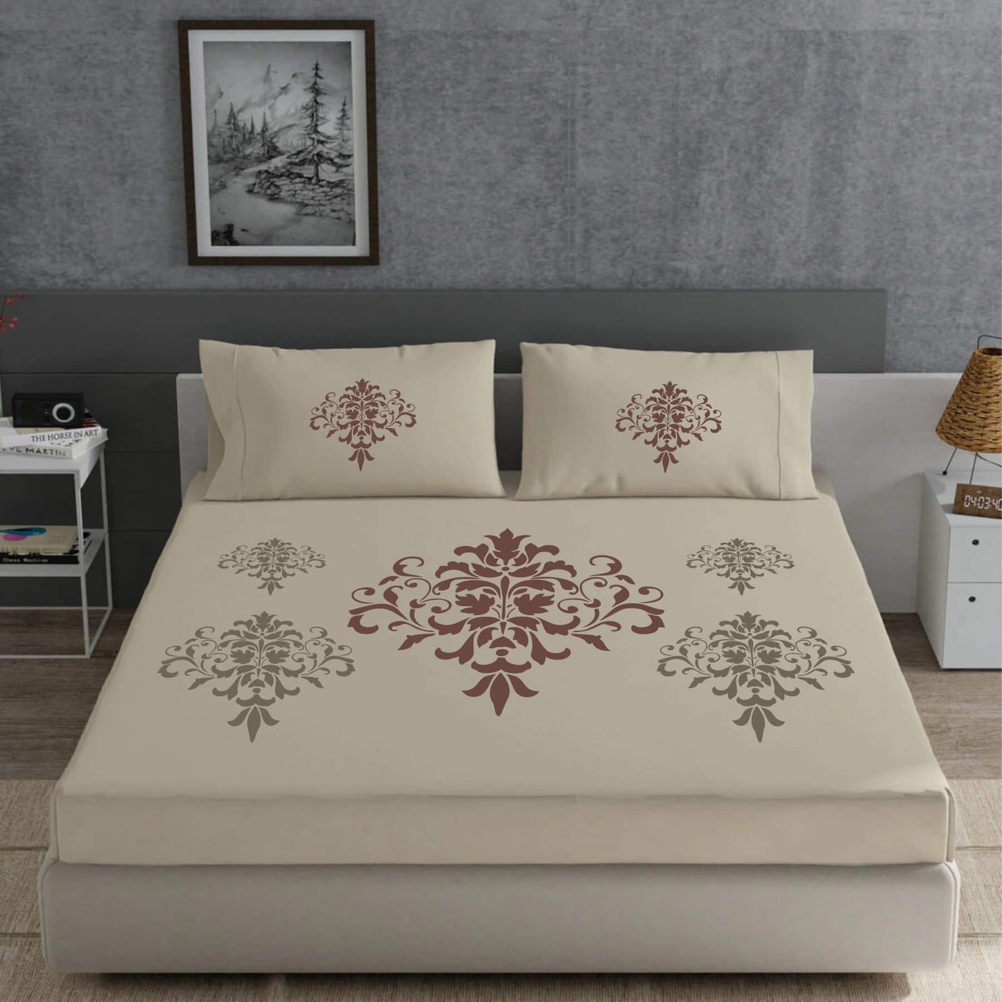 Damask Floral Allover Pattern Reusable Stencil For Canvas And Wall Painting.ID#239