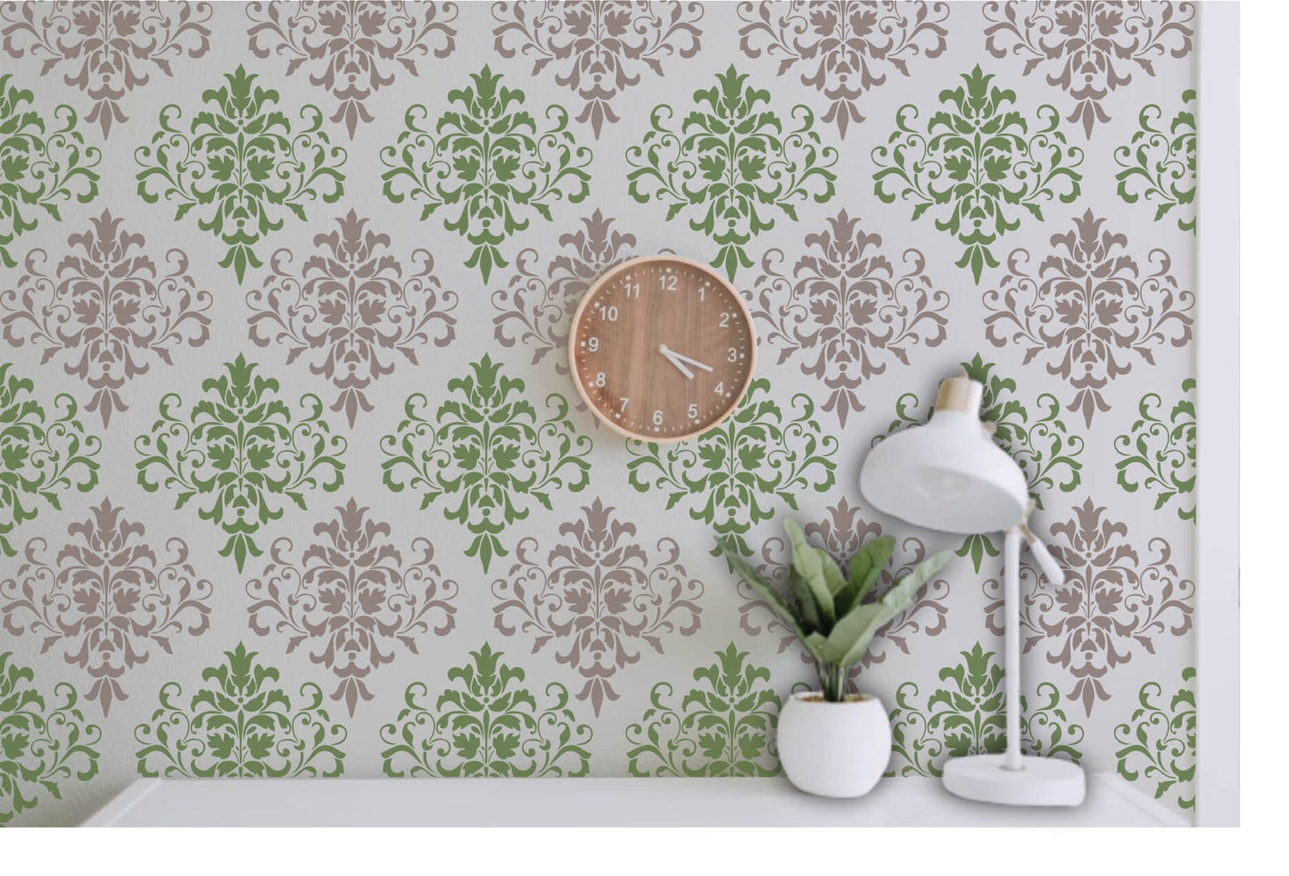 Damask Floral Allover Pattern Reusable Stencil For Canvas And Wall Painting.ID#239