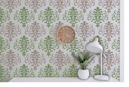 Damask Floral Allover Pattern Reusable Stencil For Canvas And Wall Painting.ID#239
