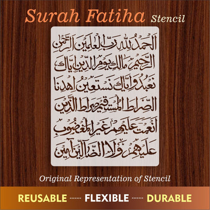 Surah Fatiha Calligraphy Islamic Reusable Stencil for Canvas and wall painting.ID#264