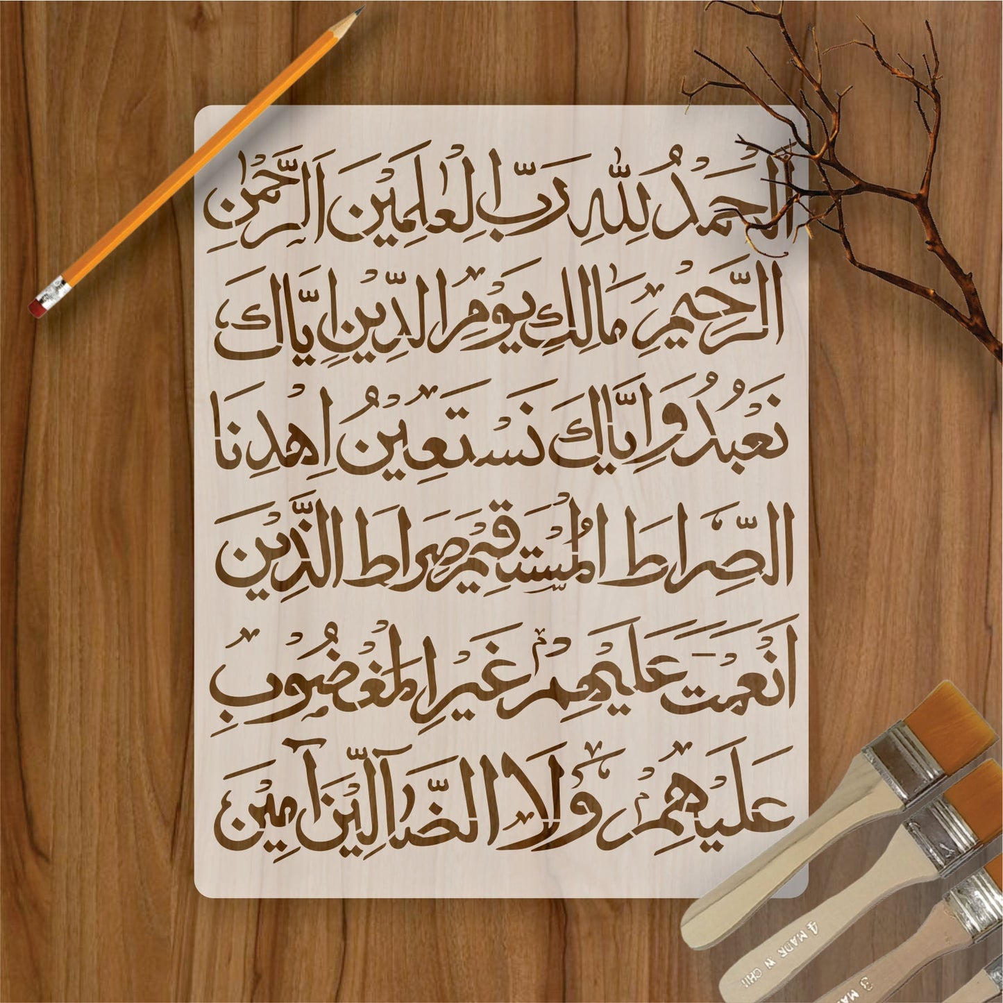 Surah Fatiha Calligraphy Islamic Reusable Stencil for Canvas and wall painting.ID#264
