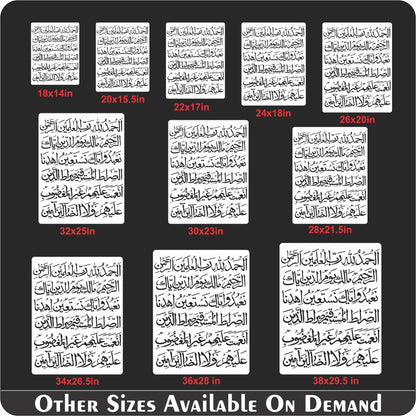 Surah Fatiha Calligraphy Islamic Reusable Stencil for Canvas and wall painting.ID#264