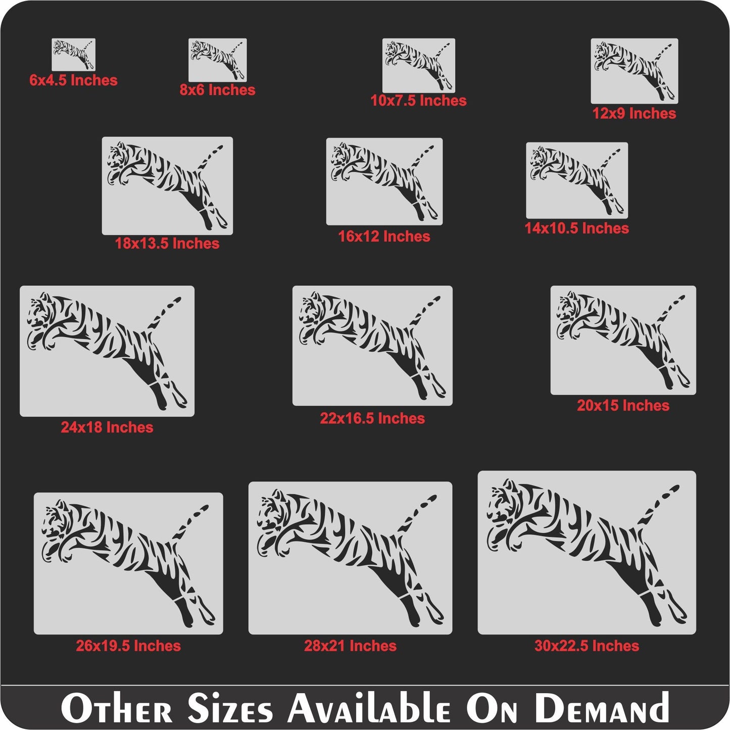 Trible Tiger Jump Reusable Stencil for Canvas and wall painting.ID#265A