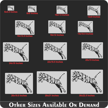 Trible Tiger Jump Reusable Stencil for Canvas and wall painting.ID#265A