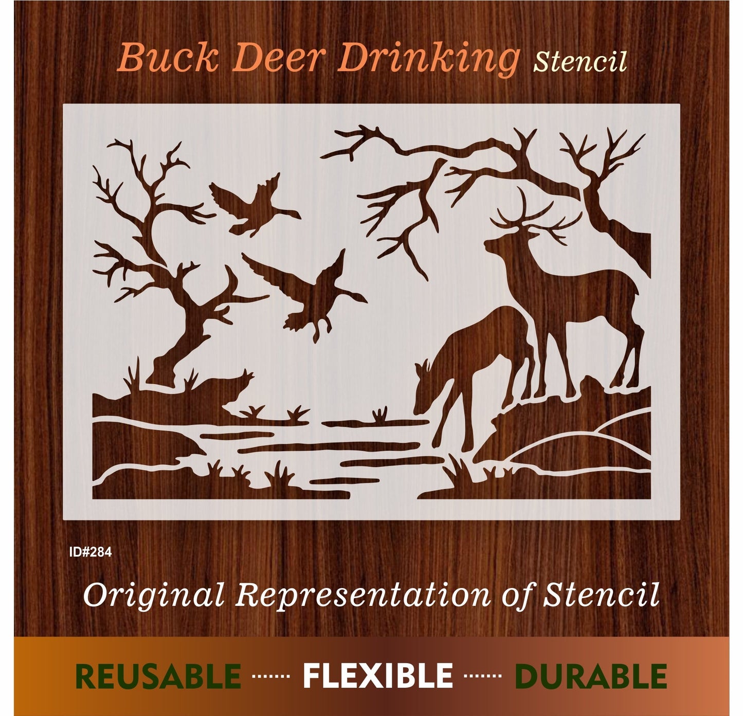 Buck Deer Drinking Stencil Wall Painting Scrapbook Coloring Embossing Album Decorative Template.ID #284