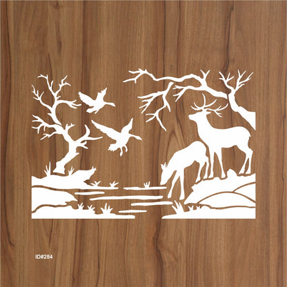 Buck Deer Drinking Stencil Wall Painting Scrapbook Coloring Embossing Album Decorative Template.ID #284