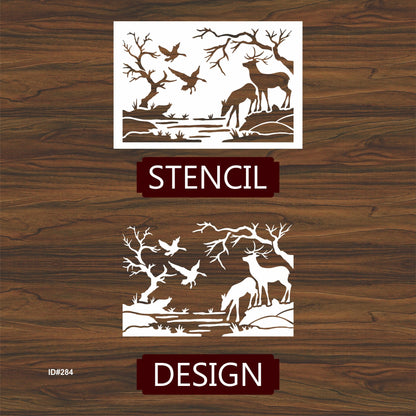 Buck Deer Drinking Stencil Wall Painting Scrapbook Coloring Embossing Album Decorative Template.ID #284