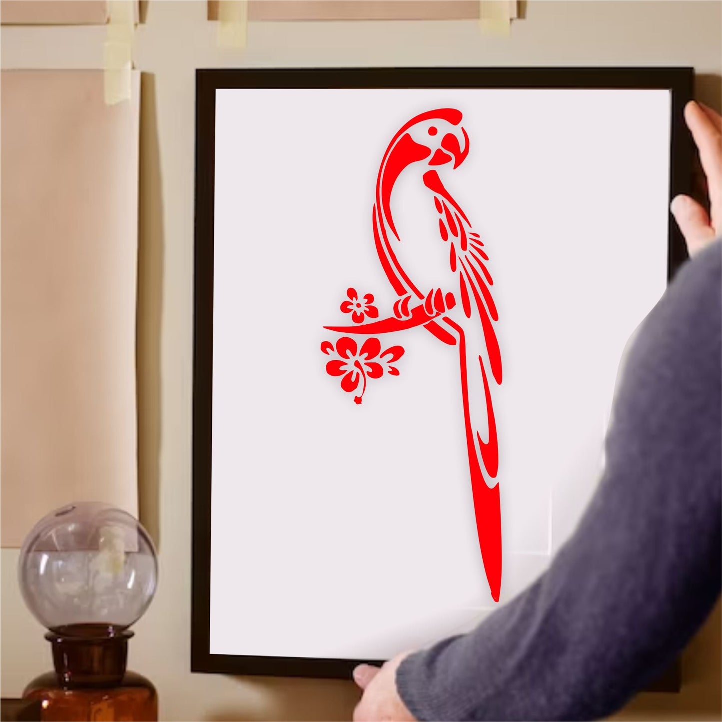parrot Stencil Reusable Stencil For Canvas And Wall Painting.ID# 317