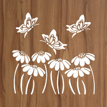Butterfly With flower Reusable Stencil For Canvas And Wall Painting.ID #323