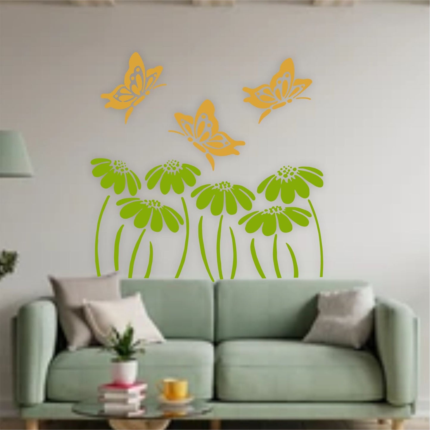 Butterfly With flower Reusable Stencil For Canvas And Wall Painting.ID #323