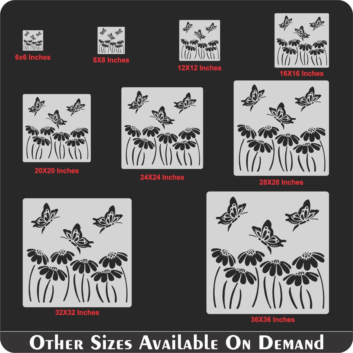 Butterfly With flower Reusable Stencil For Canvas And Wall Painting.ID #323