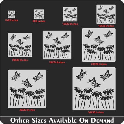 Butterfly With flower Reusable Stencil For Canvas And Wall Painting.ID #323