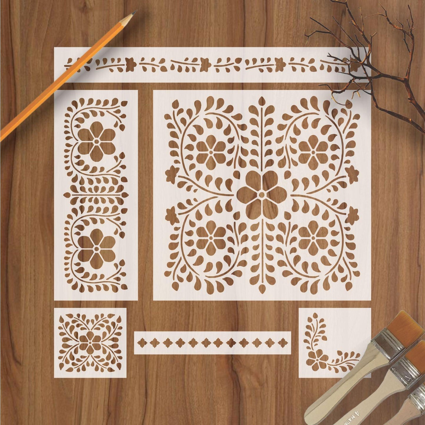 Indian Inlay(furniture and fabric) Reusable Stencil For Canvas And Wall Painting.ID#338