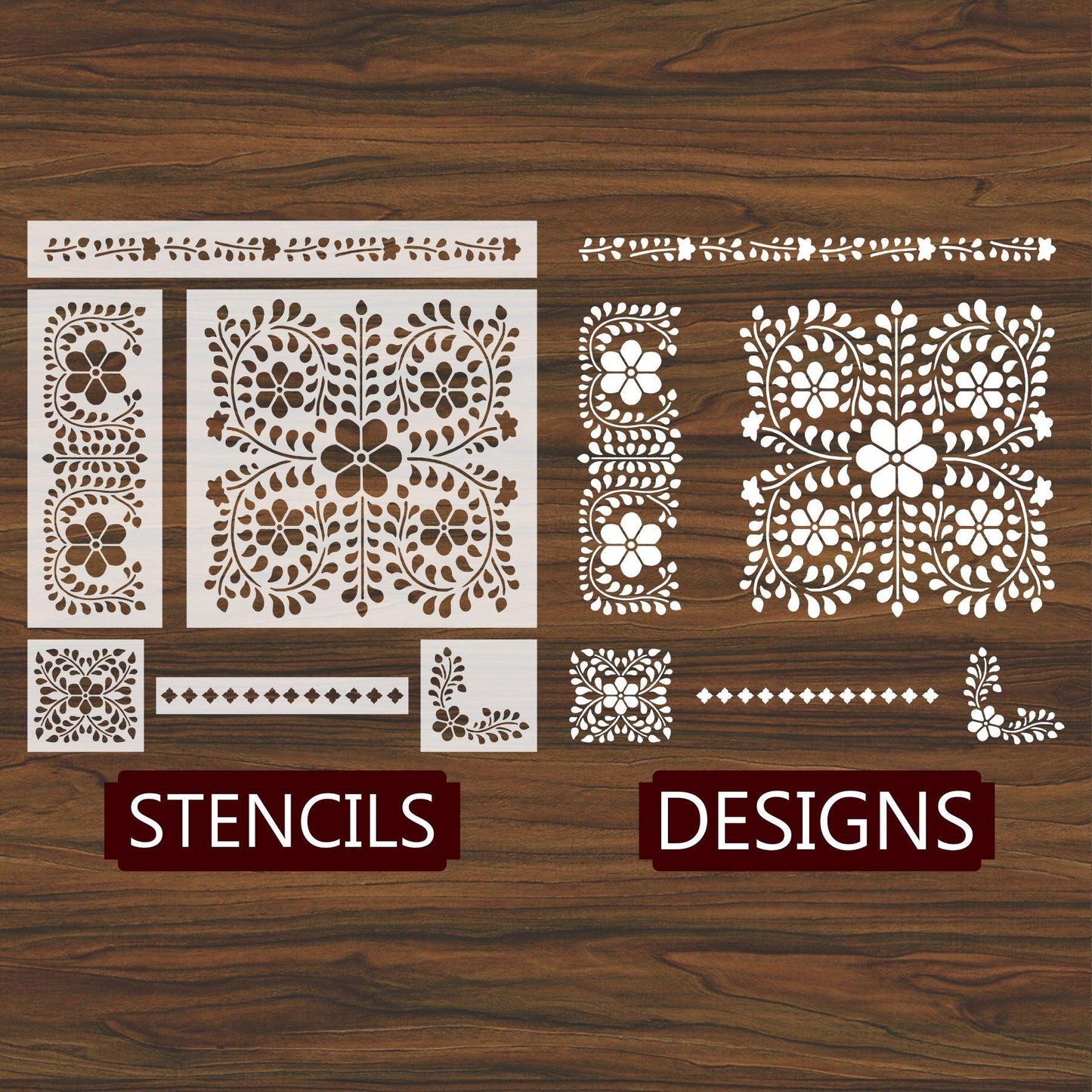 Indian Inlay(furniture and fabric) Reusable Stencil For Canvas And Wall Painting.ID#338