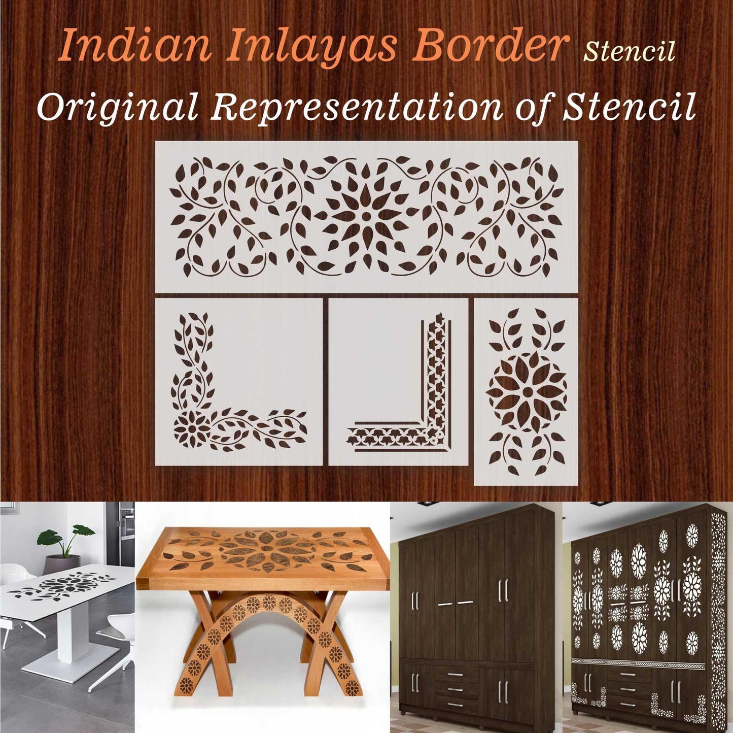 Indian Inlay (furniture and fabric) Reusable Stencil For Canvas And Wall Painting.ID #339