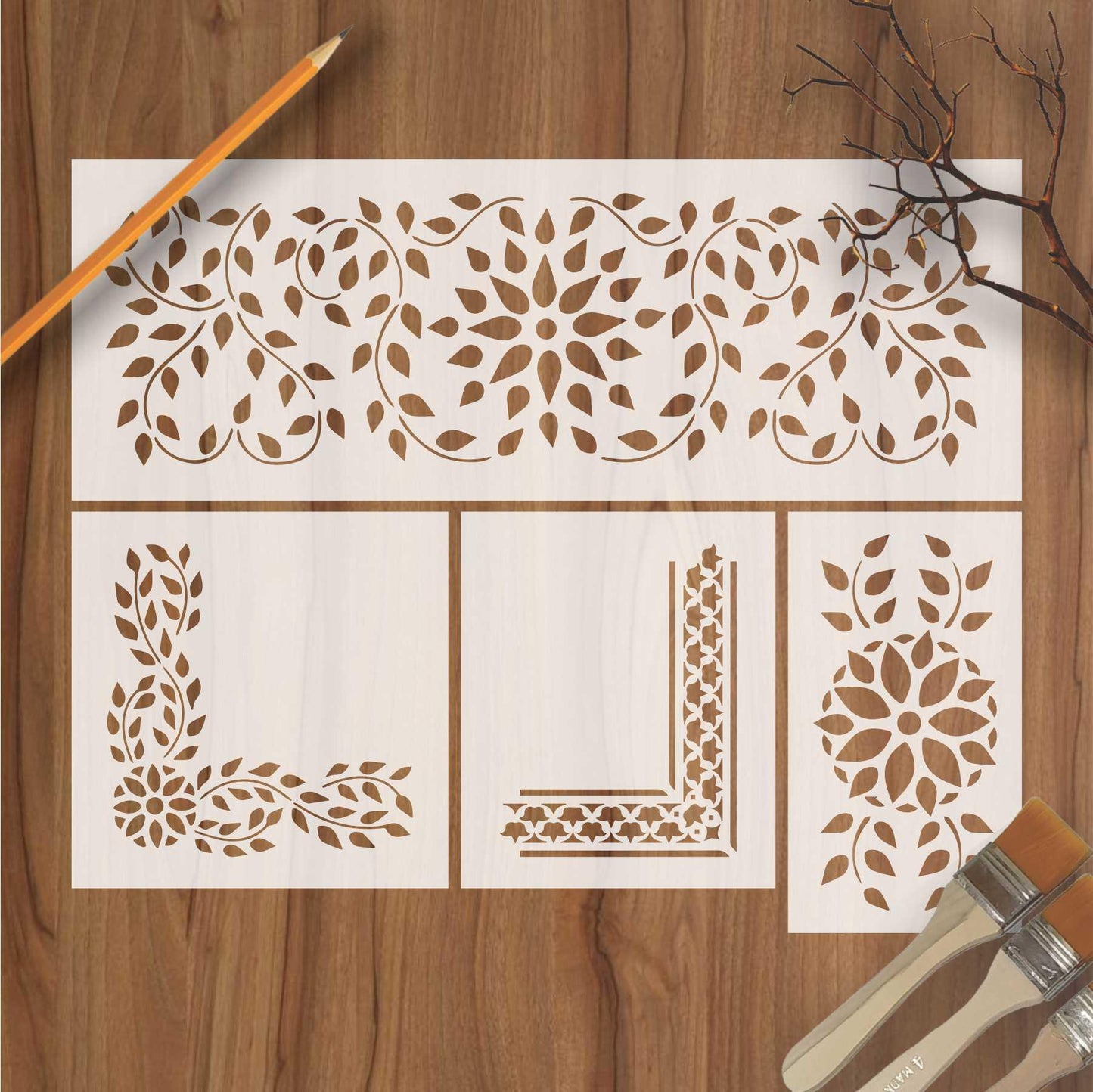 Indian Inlay (furniture and fabric) Reusable Stencil For Canvas And Wall Painting.ID #339
