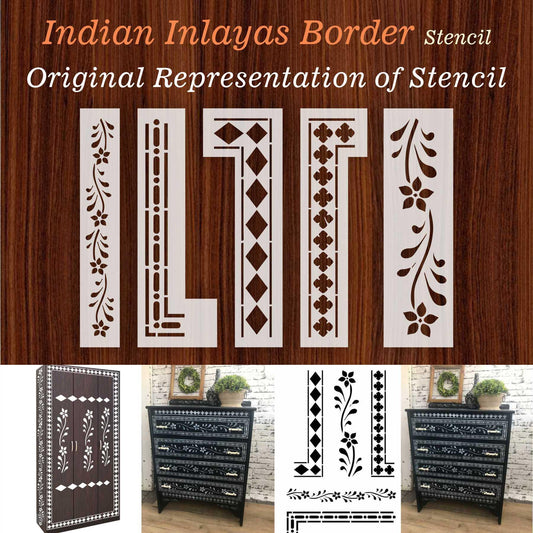 Indian Inlay (furniture and fabric) Reusable Stencil For Canvas And Wall Painting.ID#340