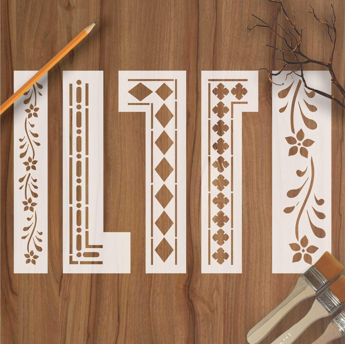 Indian Inlay (furniture and fabric) Reusable Stencil For Canvas And Wall Painting.ID#340