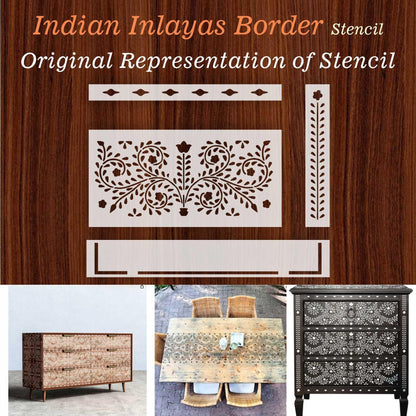 Indian Inlay (furniture and fabric) Reusable Stencil For Canvas And Wall Painting. ID #350