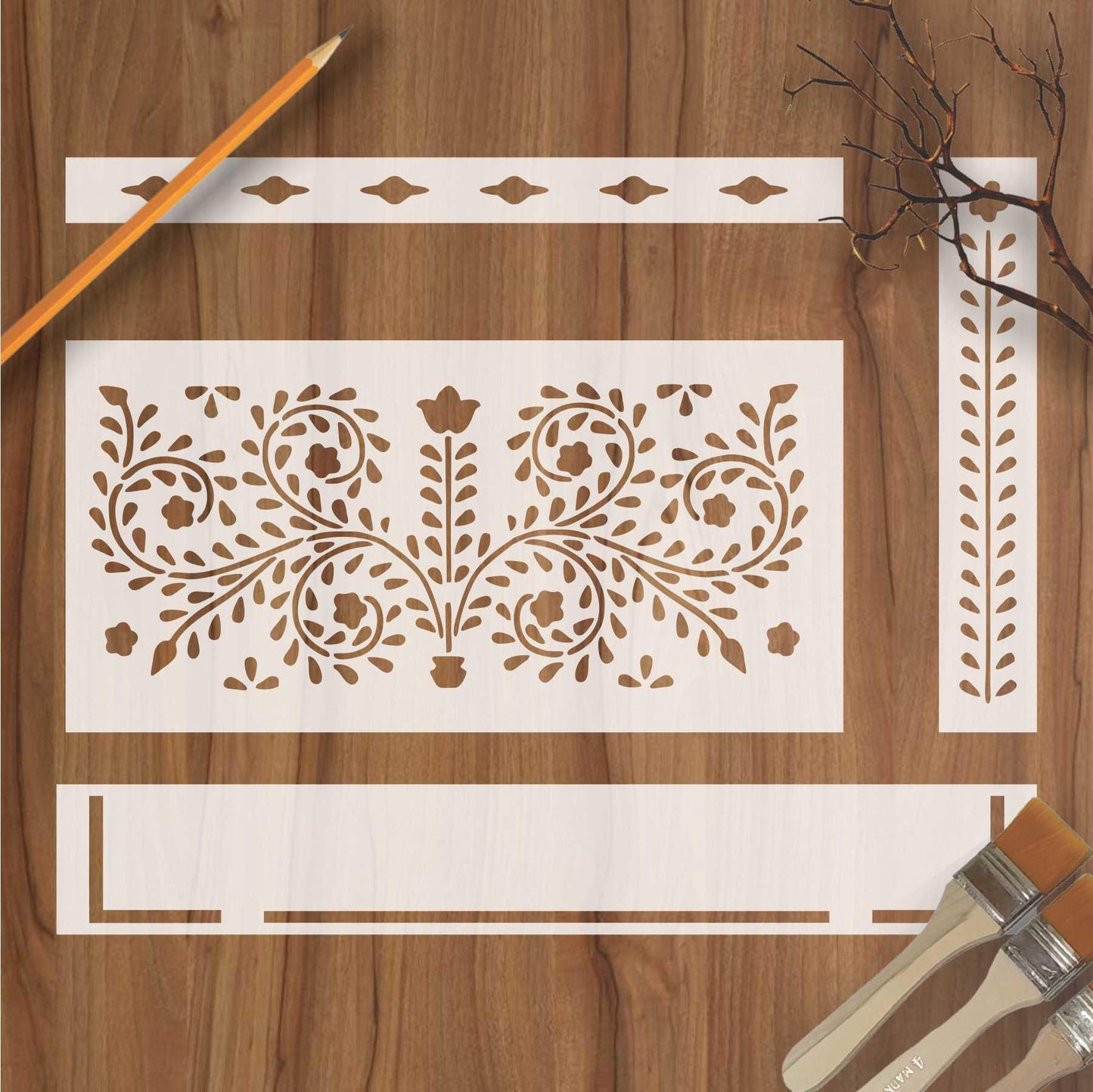 Indian Inlay (furniture and fabric) Reusable Stencil For Canvas And Wall Painting. ID #350