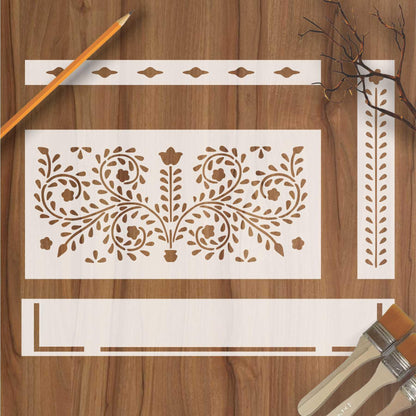 Indian Inlay (furniture and fabric) Reusable Stencil For Canvas And Wall Painting. ID #350