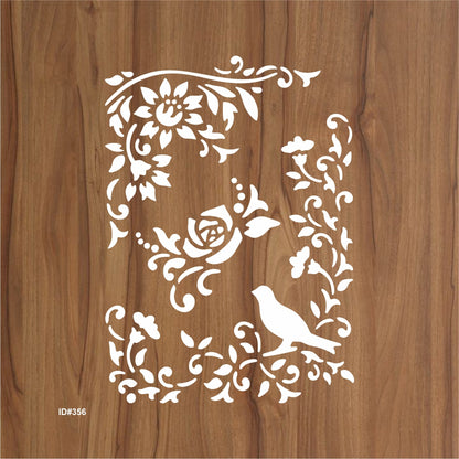 Bird Flower Stencil Painting Coloring Embossing Scrapbook Album Decorative Template. ID #356